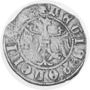ND (1350-70). AR 1/2 Grosza (Quartnic). Cracow Mint. Enthroned king facing, holding sceptre and orb to his side / Eagle ...