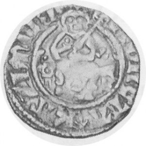 ND (1350-70). AR 1/2 Grosza (Quartnic). Cracow Mint. Enthroned king facing, holding sceptre and orb /...