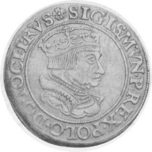 Danzig. 1535. AR Szostak (6 Groszy). Danzig Mint. Crowned bust with short hair right / City arms held by 2 lions....