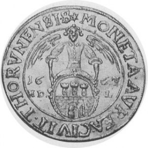 Thorn. 1663. Gold 2 Ducats. Thorn Mint. Crowned and armored bust right / Angel over arms, HD - L to sides. Gum....