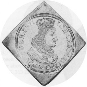 1651. AR 1/2 Talara Klippe (18 Groszy Dies) (14.39 gm). Elbing Mint. Crowned and armored bust Casimir right /...