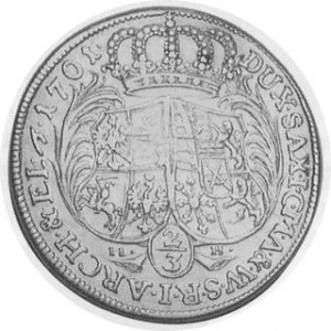Saxony. 1701. AR 2/ 3 Talar. Dresden Mint. Laureate armored and draped bust of elector right /...