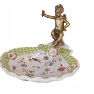 Porcelain platter with bronze angel