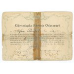 IIRP, Certificate of Eligibility for the Cross on the Silesian Ribbon of Valor and Merit, Second Class