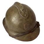 World War II, French helmet, Model 1935, with a Polish eagle affixed to it