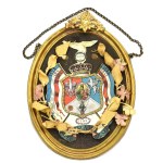 19th/20th century, patriotic frame with a three-field coat of arms