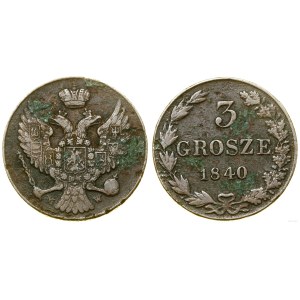 Polonia, 3 grosze, 1840 MW, Varsavia