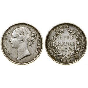 Indie, 1/2 rupii, 1840, Kalkuta