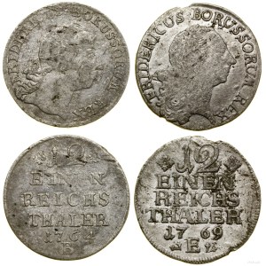 Germany, set: 2 x 1/12 thaler, 1764 B and 1769 E, Breslau and Königsberg