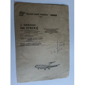 ITINERARY FOR THE TRIP TO SIBERIA, ORBIS POLISH TRAVEL AGENCY, 1978