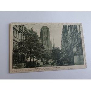 GDAŃSK DANZIG ULICA PIWNA KOŚCIÓŁ NMP MARIENKIRCHE, ZNACZEK, STEMPEL 1910 R