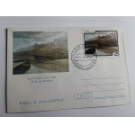 KOPERTA PRL WISŁA W MALARSTWIE WISŁA POD BIELANAMI MAL. J. RAPACKI 1984 R. ZNACZEK STEMPEL