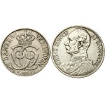 Danish West Indies 5 Cents / 25 Bit & 20 Cents / 1 Franc 1905 Lot of 2 coins