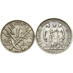 Danish West Indies 5 Cents / 25 Bit & 20 Cents / 1 Franc 1905 Lot of 2 coins