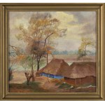 Stanisław PACIOREK (1889-1952), PEJZAŻ Z CHAŁUPAMI NAD RZEKĄ