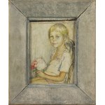Janina GARYCKA (1920-1997), PORTRET DZIEWCZYNKI Z BUKIETEM KWIATÓW