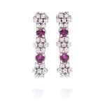 Earrings with diamonds and rubies XX/XXI century.