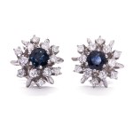 Earrings with sapphires and diamonds 2nd half of 20th century.
