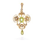 Pendant with olivines and half pearls early 20th century.