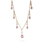 Necklace with tourmalines and half pearls 1920s-1930s.