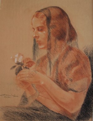 Stanisław Fabijański (1865-1947), Kobieta z różą(1933)