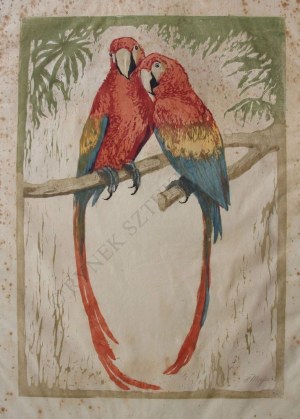Helene Mass (1871-1955), Para papug na gałęzi