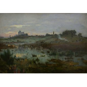 Alexandre Nozal (1852-1929), Pejzaż z zabudowaniami w tle (1916)