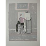 Bencion Rabinowicz [Benn] (1905-1989), Kopista w Luwrze(z teki „BENN. 14 litographies originales en couleurs”, 1964)