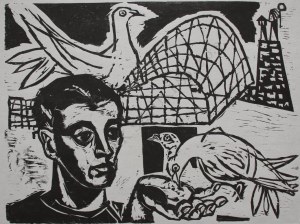 Jonasz Stern (1904-1988), Portret z gołębiami(l.30.XX w.)