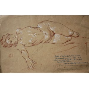 Marian Wawrzeniecki (1863-1943), Akt - Józefa z Dylewskich Kowalska...(szkic do obrazu „Stara prawda w księgach leży”, 1903)