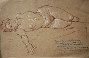 Marian Wawrzeniecki (1863-1943), Akt - Józefa z Dylewskich Kowalska...(szkic do obrazu „Stara prawda w księgach leży”, 1903)