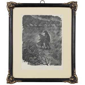 Eugene PICHELL (1905-1976), Walking on a rainy day