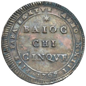 Papal coins - Pius VI (1775-1799) Madonnina 1797 - Nomisma 130 CU (g 18,07...