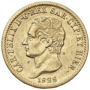 Savoy coins - Carlo Felice (1821-1831) 20 Lire 1828 T L - Nomisma 549 AU S...