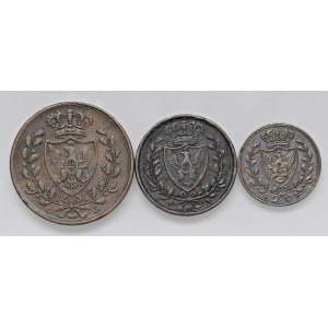 Savoyen Münzen - Carlo Felice (1821-1831) 5, 3 und Centesimo 1826 - Los von...