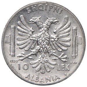 Savoy coins - Vittorio Emanuele III (1900-1946) Albania - 10 Lek 1939 A. X...