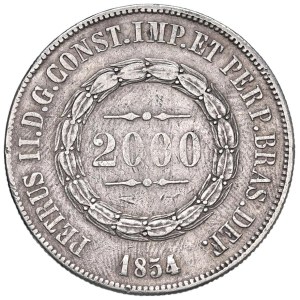 Foreign coins - BRAZIL Peter II (1831-1889) 2,000 Reis 1854 - KM 466 AG (g 2...