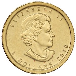 Foreign coins - CANADA Elizabeth II (1952-2022) 5 Dollars 2010 - AU (g 3.15)...