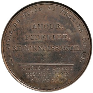 Napoleonische Medaillen - MEDAILLE NAPOLEONISCHES ZEITALTER Medaille 1803 Die Stadt Lille in ...