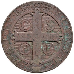 Papal medals - St. Benedict. Medal 1875 Cross of St. Benedict against S...
