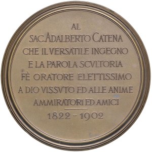 Character medals - Adalberto Catena Sacerdote (1822-1902) Medaglia 1902 A ricor...