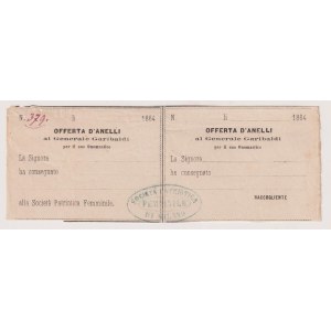 Italian Banknotes - Risorgimento Ticket - Offer of Rings to Gen. Garibald...