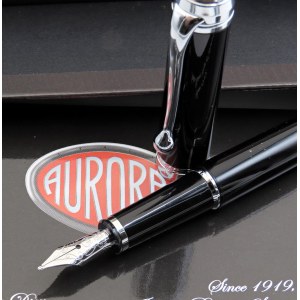 Collectible Pens - AURORA - Fountain pen - Black resin body with finished...