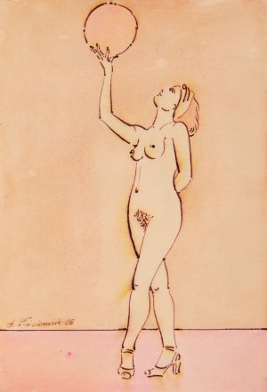 Henryk PŁÓCIENNIK (1933-2020), Akt z piłką; 1986