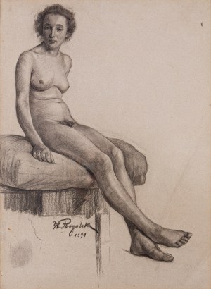 Karol ROGALSKI (1878 - ?),, Akt siedzącej kobiety; 1899