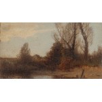 Roman Kazimierz Kochanowski (1857 Kraków - 1945 Freising, Bavaria), Landscape with trees and a cottage in the distance