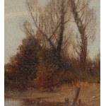 Roman Kazimierz Kochanowski (1857 Kraków - 1945 Freising, Bavaria), Landscape with trees and a cottage in the distance