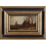 Roman Kazimierz Kochanowski (1857 Kraków - 1945 Freising, Bavaria), Landscape with trees and a cottage in the distance