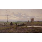 Józef Rapacki (1871 Warsaw - 1929 Olszanka near Skierniewice), Landscape with a bridge over a river ("March"), 1920