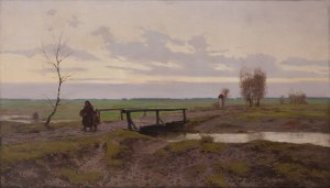 Józef Rapacki (1871 Warszawa - 1929 Olszanka k. Skierniewic), Pejzaż z mostkiem nad rzeką (